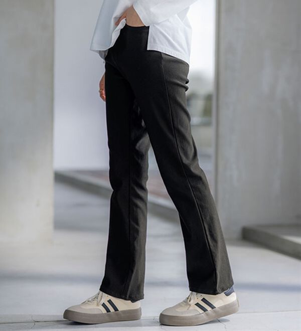 BELLUNA（ベルーナ）の「【選べる裏起毛】静電気防止！ヘリンボーンブーツカットパンツ（フルレングスパンツ）」｜詳細画像