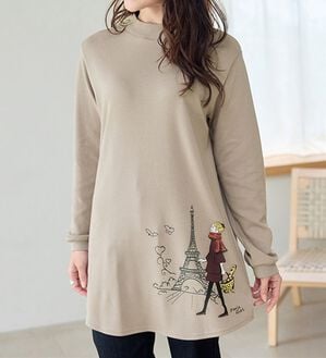 BELLUNA（ベルーナ）の「【メルティポンチ】プリントチュニック（チュニック）」｜レディ(グレージュ)