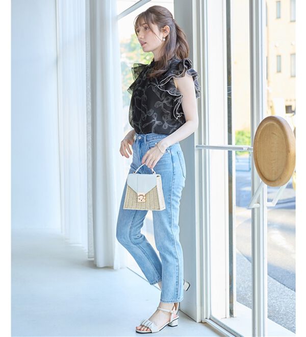 alotta（アロッタ）の「リボン柄フリル袖ブラウス（ブラウス）」｜詳細画像