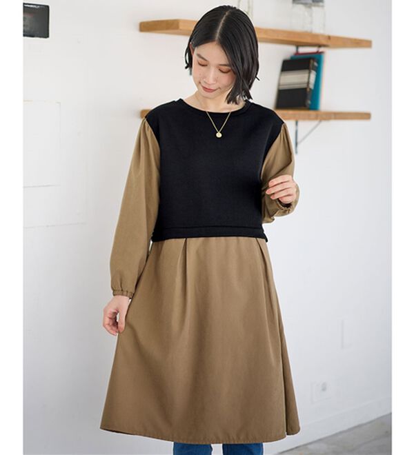 Viola e Viola（ヴィオラ エ ヴィオラ）の「時短コーデ楽ちんドッキングワンピース（ドッキングワンピース）」｜詳細画像