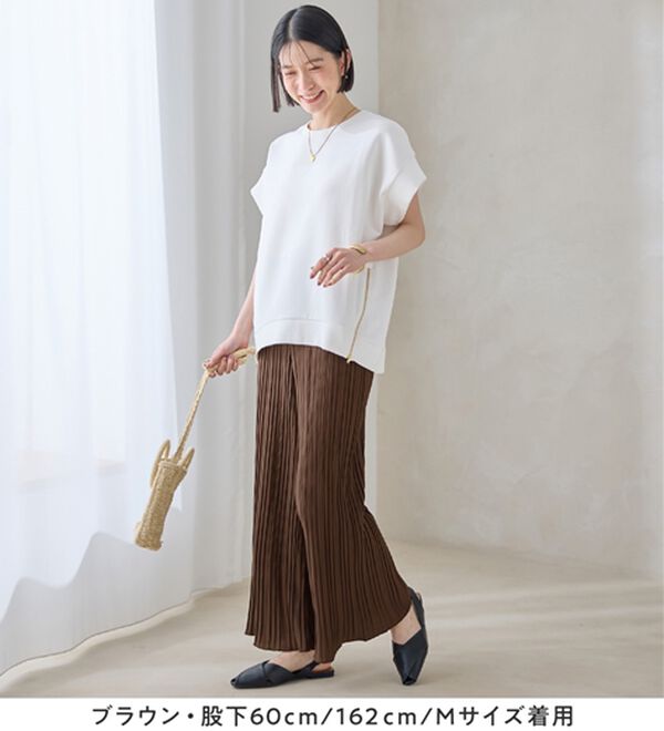 Viola e Viola（ヴィオラ エ ヴィオラ）の「着心地楽ちん！さらっと軽やかプリーツパンツ（フルレングスパンツ）」｜詳細画像