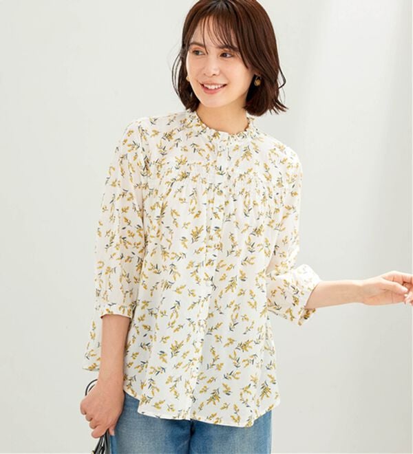 BELLUNA（ベルーナ）の「＜ＩＮＤＩＡ＞胸元シャーリングブラウス（ブラウス）」｜詳細画像