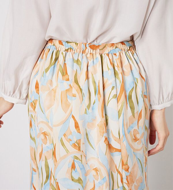 BELLUNA（ベルーナ）の「艶やかプリント切替フレアースカート（ロングスカート）」｜詳細画像
