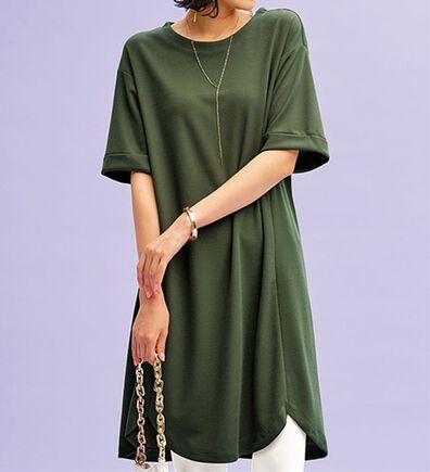 BELLUNA（ベルーナ）の「かのこ素材裾ラウンドチュニックワンピース（チュニックワンピース）」