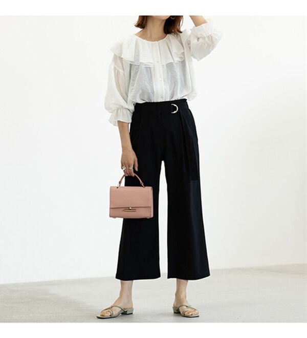 GeeRA（ジーラ）の「リネンライクベルト付ワイドパンツ（ワイドパンツ・ガウチョ）」｜詳細画像