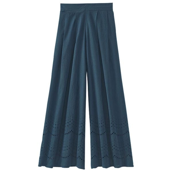 BELLUNA（ベルーナ）の「カットレースガウチョパンツ（ワイドパンツ・ガウチョ）」｜ネイビー
