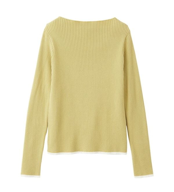 GeeRA（ジーラ）の「袖口ボタン配色ボートネックリブニット（ニット・セーター）」｜詳細画像