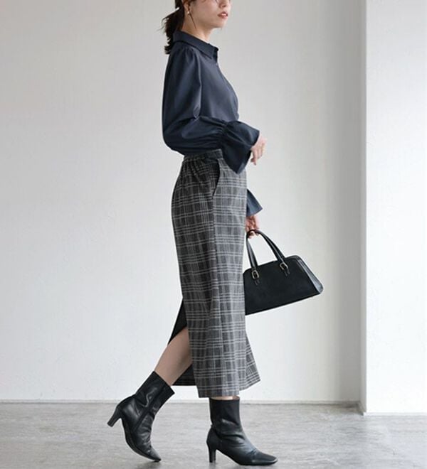 Pierrot（ピエロ）の「丈と柄が選べるカシミヤタッチＩラインスカート（ロングスカート）」｜詳細画像