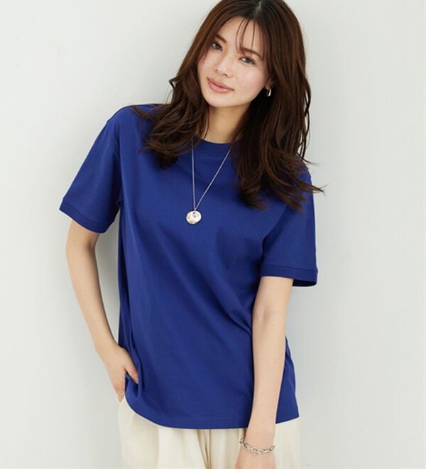 BELLUNA（ベルーナ）の「ヒンヤリ！綿１００％大人顔サマ見えＴシャツ（Tシャツ）」｜ブルー