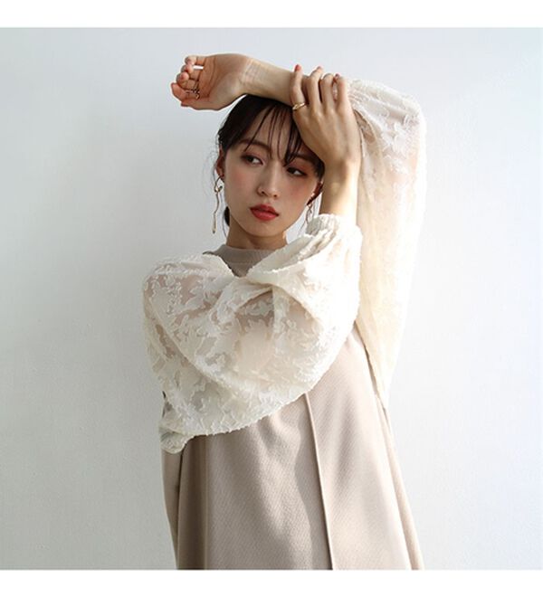 GeeRA（ジーラ）の「袖異素材カットソーワンピース（カットソーワンピース）」｜詳細画像