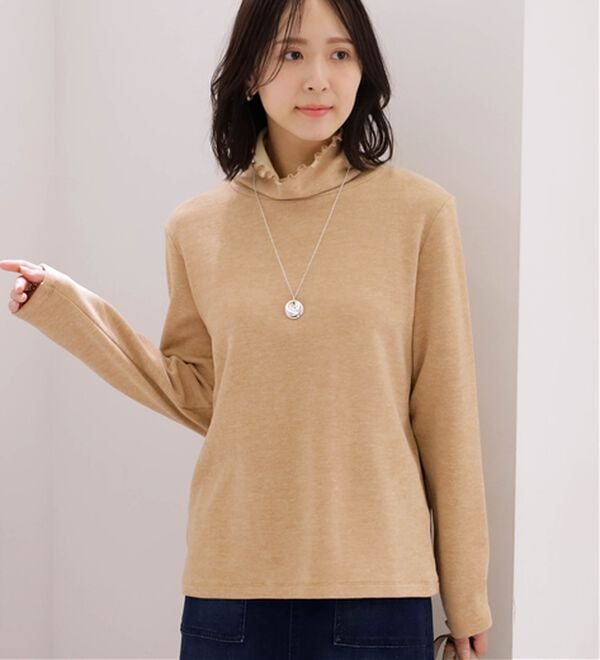 BELLUNA（ベルーナ）の「なめらかタッチ起毛素材配色インナープルオーバー（カットソー）」｜詳細画像
