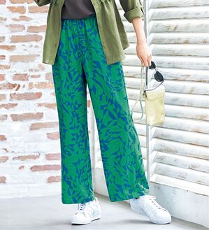 VINNO（ヴィノ）の「ニュアンスプリントイージーワイドパンツ（ワイドパンツ・ガウチョ）」｜ブルー／グリーン