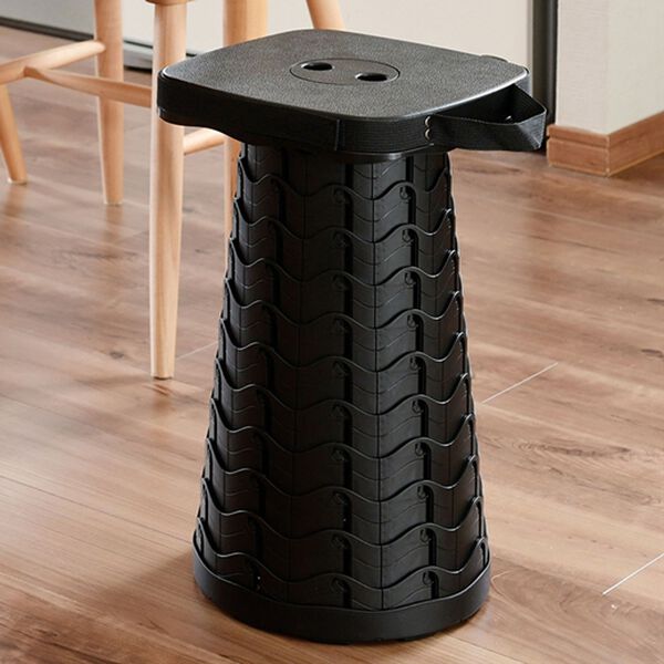 「便利な伸縮スツール（椅子・チェア・スツール）」｜ブラック