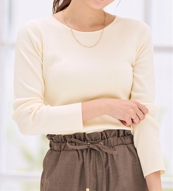 alotta（アロッタ）の「洗える！もっちりタッチクルーネックニット（ニット・セーター）」｜詳細画像