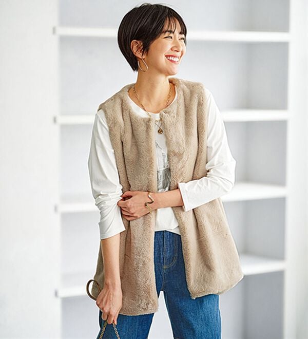 BELLUNA（ベルーナ）の「ホック付もこもこファーベスト（ベスト）」｜詳細画像
