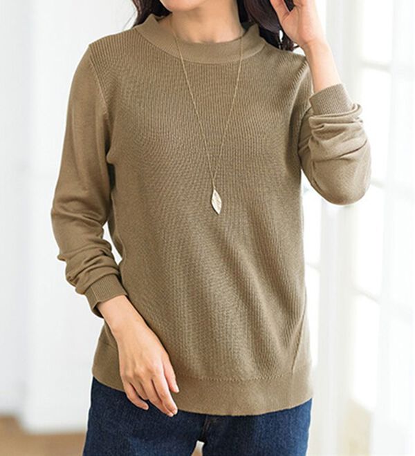 BELLUNA（ベルーナ）の「重ね衿付！細見えニットプルオーバー（ニット・セーター）」｜詳細画像