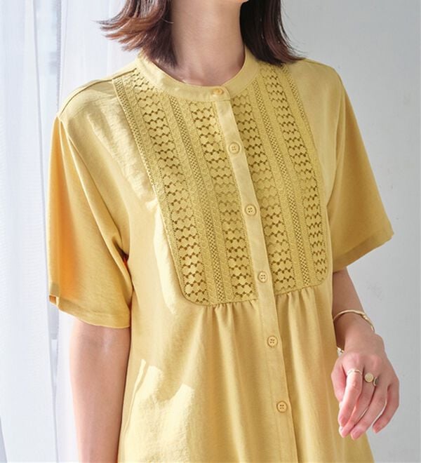 Viola e Viola（ヴィオラ エ ヴィオラ）の「【接触冷感】ヨークレースブラウス（ブラウス）」｜詳細画像