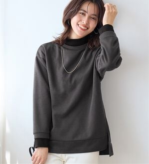 Viola e Viola（ヴィオラ エ ヴィオラ）の「あったかニットソーリブトップス（チュニック）」｜チャコール