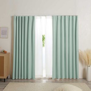 iellio（イエリオ）の「防炎＆１・２級遮光＆断熱保温＆ＵＶ見えにくいレース付カーテンセット＜４枚組・防炎・遮光１級・洗える・無地・レースカーテン＞（ドレープカーテン）」｜詳細画像