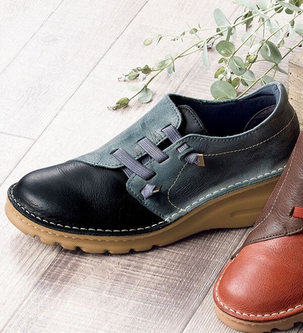 ルフラン（ルフラン）の「アビータ　サイドゴム配色シューズ（スニーカー）」｜ブラック&times;フォレスト