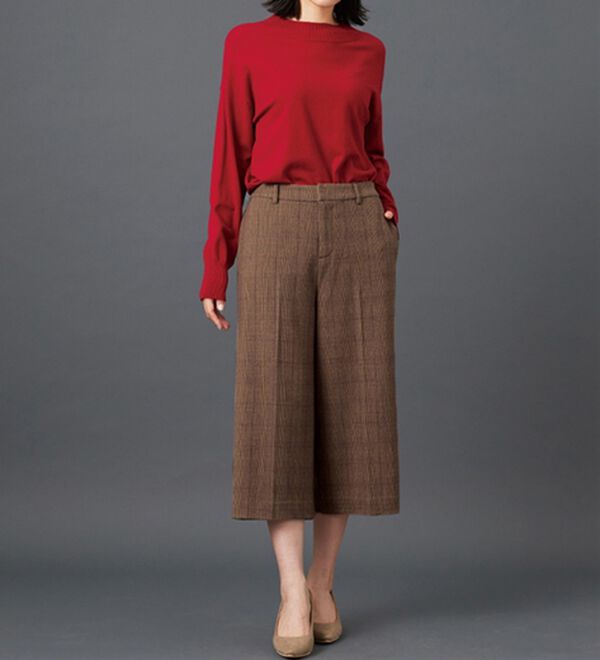 BELLUNA（ベルーナ）の「サマ見え（スーパーウォーム）ウール調センタープレスクロップドパンツ（クロップドパンツ）」｜詳細画像