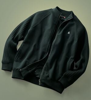 「＜コムルヴァン・オム・ゴルフ＞洗練！防風ニットジャケット（メンズニット・セーター）」｜ブラック