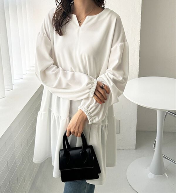 GeeRA（ジーラ）の「前後２ＷＡＹボリュームティアードブラウス（チュニック）」｜詳細画像