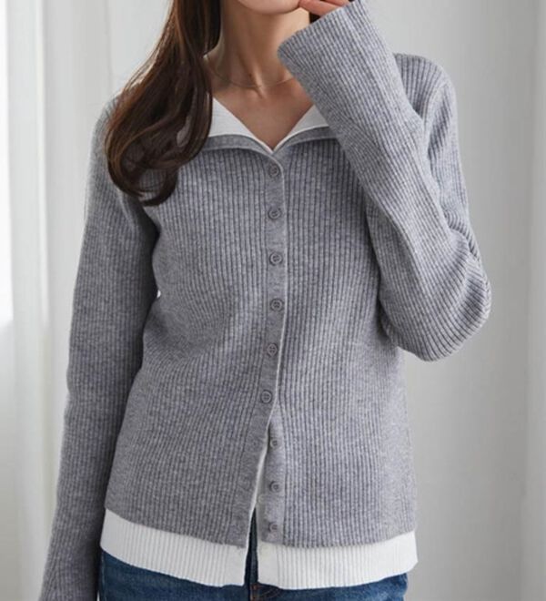 RANAN（ラナン）の「レイヤード配色ニットカーディガン（ニットカーディガン）」｜詳細画像