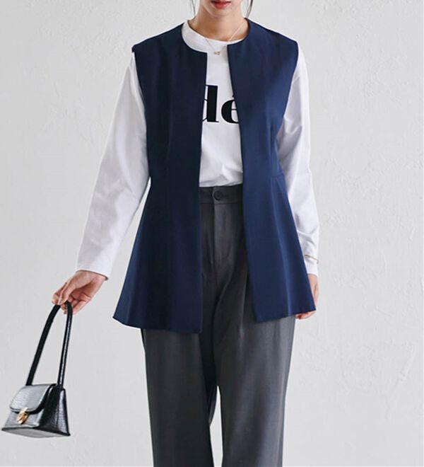 RANAN（ラナン）の「機能付！麻調素材ペプラムジレベスト（ジレ）」｜詳細画像