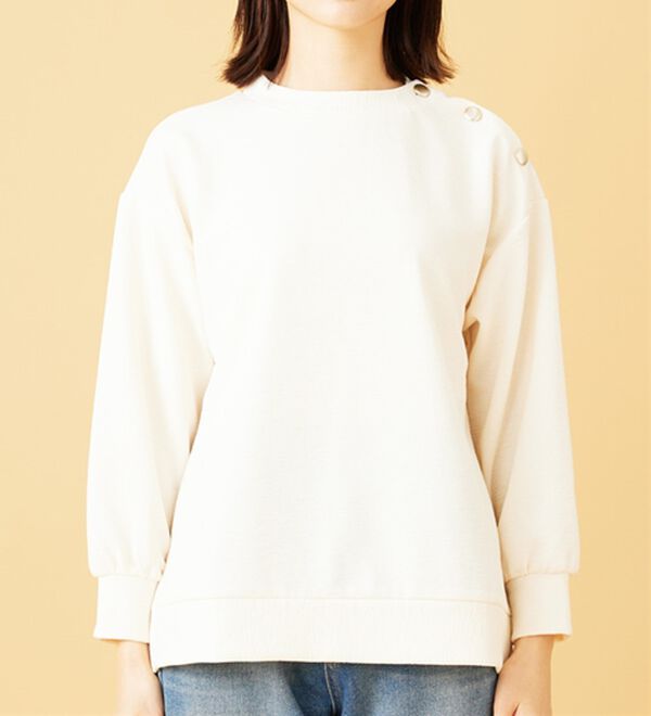 BELLUNA（ベルーナ）の「ジャカード素材肩ボタンプルオーバー（カットソー）」｜詳細画像