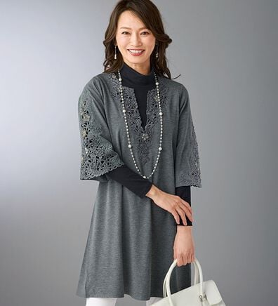 BELLUNA（ベルーナ）の「カットワーク刺しゅうデザインチュニック（チュニック）」