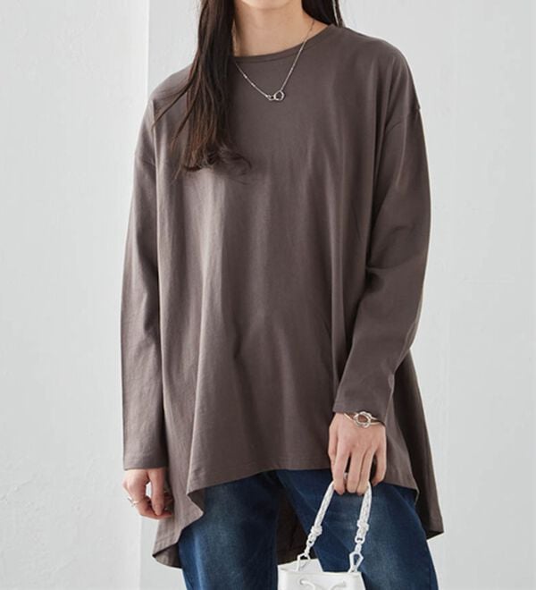 RANAN（ラナン）の「＜ＢＣ＞綿１００％ひんやりフレアーシルエットチュニック（カットソー）」｜詳細画像