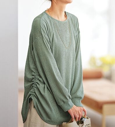 BELLUNA（ベルーナ）の「程よい透け感！メッシュ素材ドロスト使いチュニック（チュニック）」