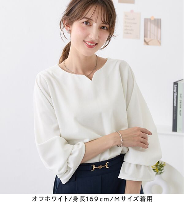 overE ハートネックパイピングブラウス 96サイズ overE サイズ102