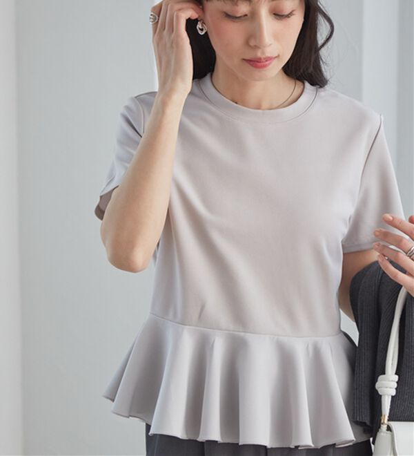 RANAN（ラナン）の「【ひんやり・ＵＶ】異素材切替ペプラムプルオーバー（カットソー）」｜詳細画像