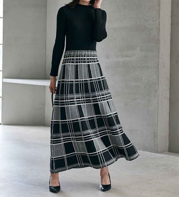 RANAN（ラナン）の「チェックジャカードニットワンピース（ニットワンピース）」｜詳細画像