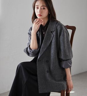 【cccmalie】ツイードダブルテーラードジャケット　38 cccmalie】ツイードダブルテーラードジャケット 38 cccmalie