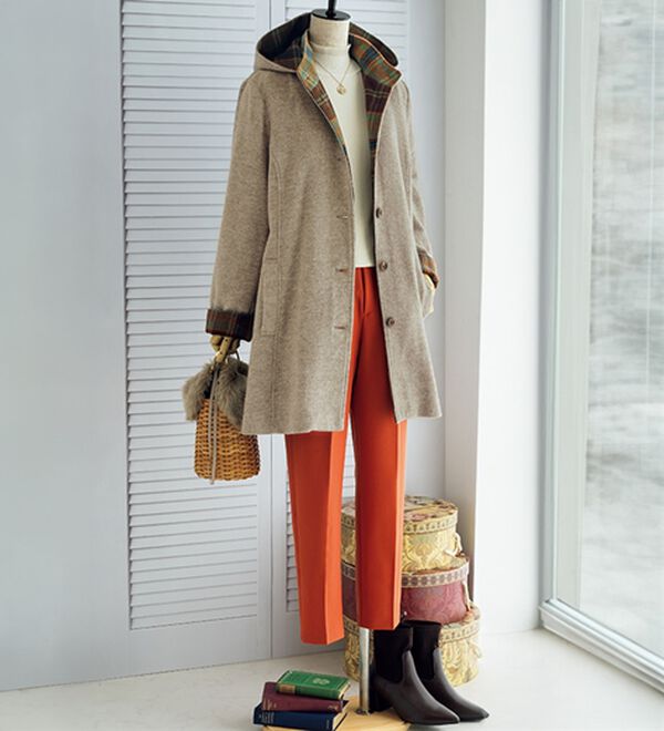 ルフラン（ルフラン）の「ウール混チェックフーディーコート（ハーフコート）」｜詳細画像