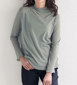 BELLUNA（ベルーナ）の「冬のコーデにちょい足し♪シアーハイネックプルオーバー（カットソー）」｜ライトグレー