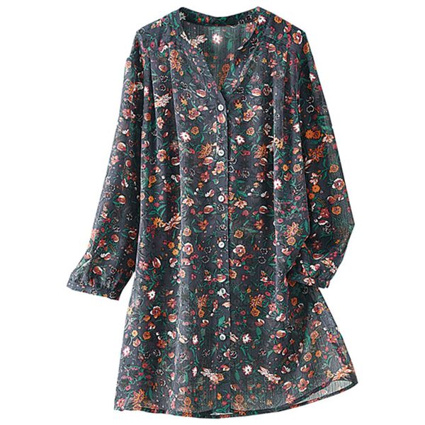 BELLUNA（ベルーナ）の「楊柳素材プリントオーバーブラウス（チュニック）」｜小花柄