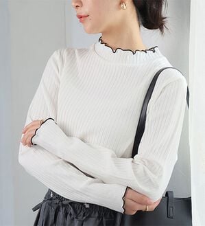 A HAPPY MARILYN（アハッピーマリリン）の「【大きいサイズ】【Ｌ～８Ｌ／選べる袖丈】綿タッチで極上の着心地！テレコリブトップス（カットソー）」｜詳細画像