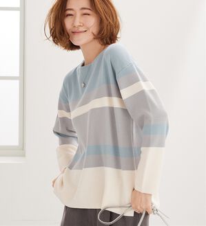 BELLUNA（ベルーナ）の「【暮らし快適ニット】ミラノリブ配色ボーダーニットプルオーバー（ニット・セーター）」｜詳細画像