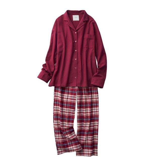 YU'NOW（ユナウ）の「【上下２点セット】コットンネルシャツパジャマセット（パジャマ・ルームウェア）」｜詳細画像