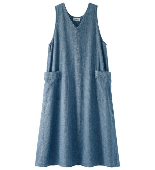 BELLUNA（ベルーナ）の「＜＆ｃｏｃｏｃｈｉ＞綿麻デニム素材ゆったりジャンパースカート（その他ワンピース）」｜詳細画像