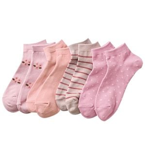 LAVIENNE（ラヴィエンヌ）の「【４足組】かかとフィットスニーカー丈ソックス（靴下・ストッキング）」｜ピンク系