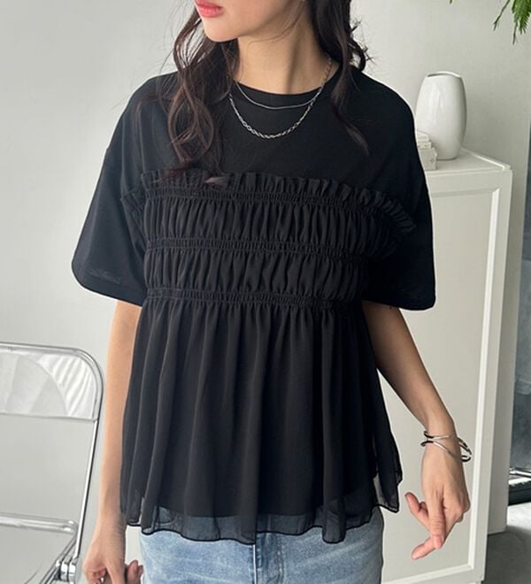 GeeRA（ジーラ）の「シアービスチェドッキングＴシャツ（カットソー）」｜詳細画像