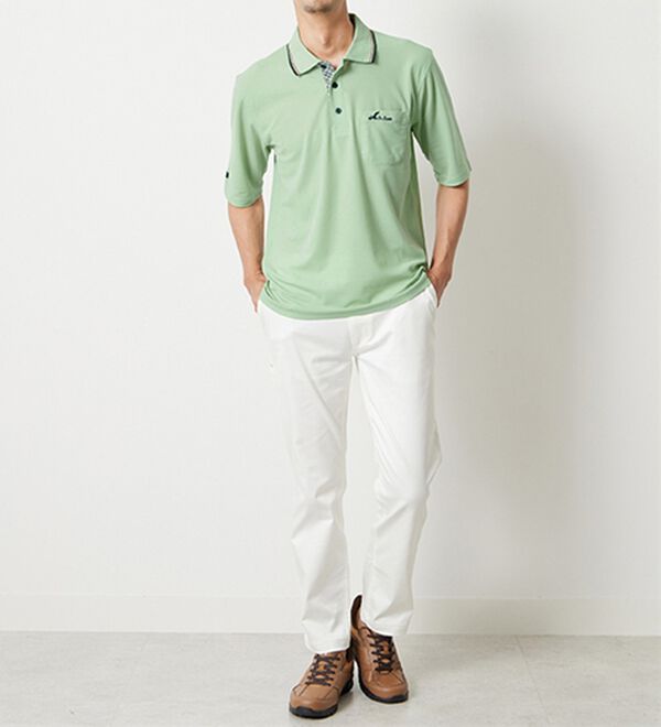 「ブランドデザイン５分袖ポロシャツ（メンズポロシャツ）」｜詳細画像