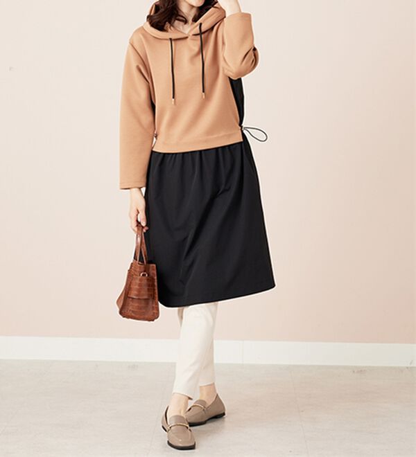 BELLUNA（ベルーナ）の「異素材切替ドロスト使いワンピース（その他ワンピース）」｜詳細画像