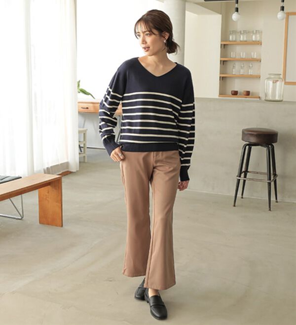 A HAPPY MARILYN（アハッピーマリリン）の「【Ｍ～６Ｌ】Ｒｉｎ 毛玉になりにくいＶネックニット（ニット・セーター）」｜詳細画像