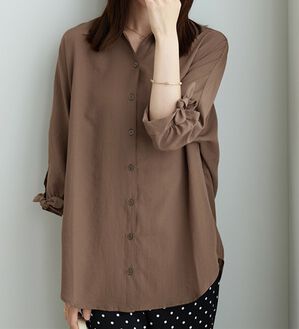 BELLUNA（ベルーナ）の「イージーケア！袖リボンシャツチュニック（チュニック）」｜モカ
